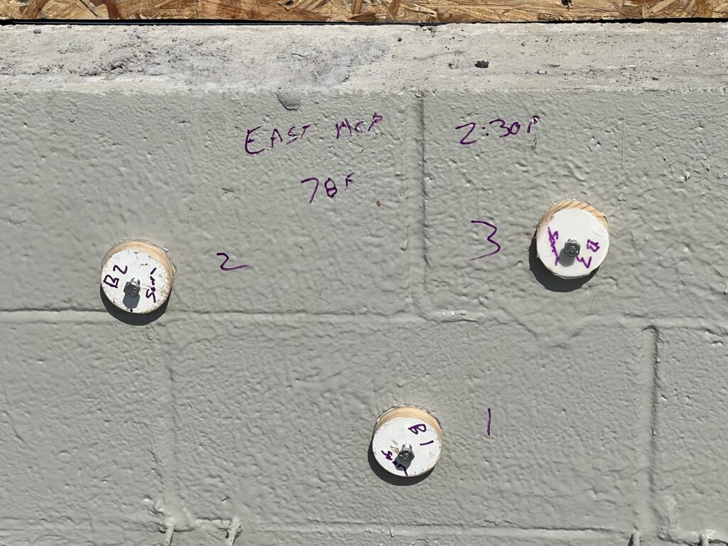 Adhesion test results on stone wall in the sunlight