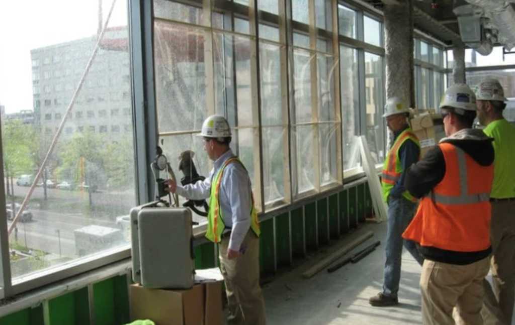 Mid America Testing Laboratory field testing of Windows inside hospital building.