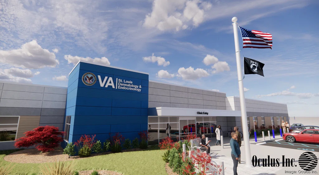 Architect rendering of 1 story VA clinic building