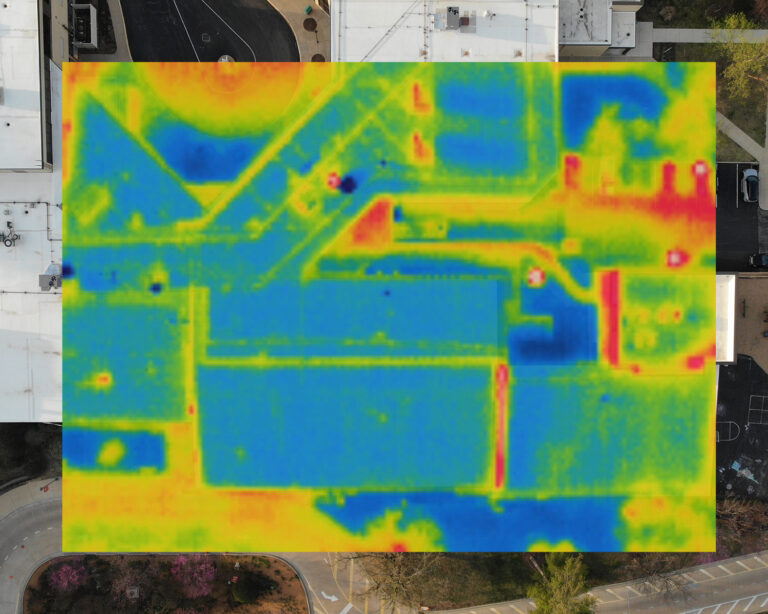 Moisture and temperature read on IR scan of roof
